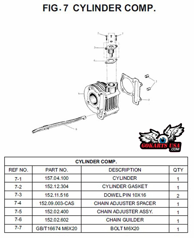 Trailmaster GY6 150 Engine Cylinder